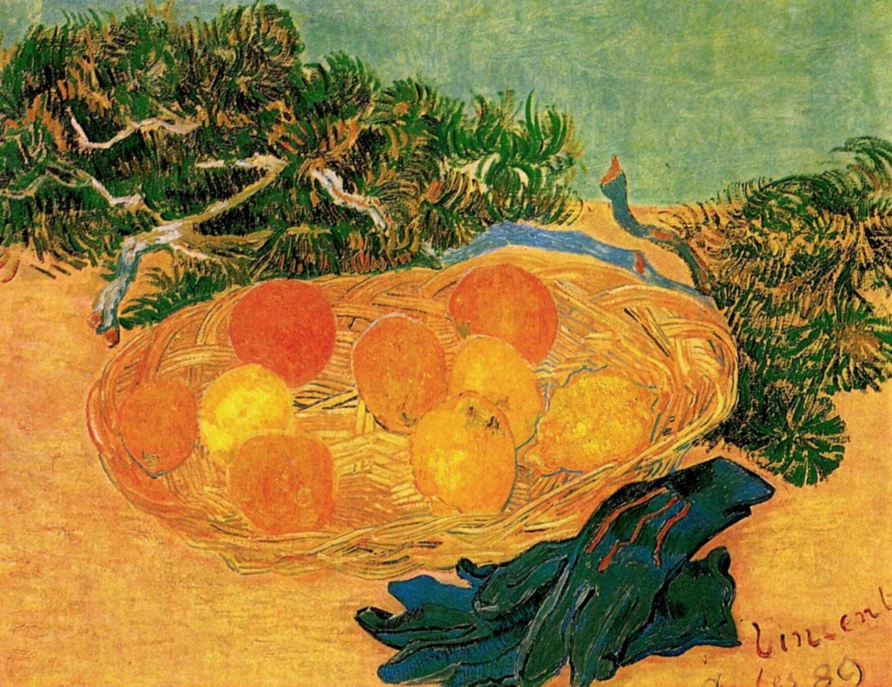 Still Life with Oranges, Lemons and Blue Gloves