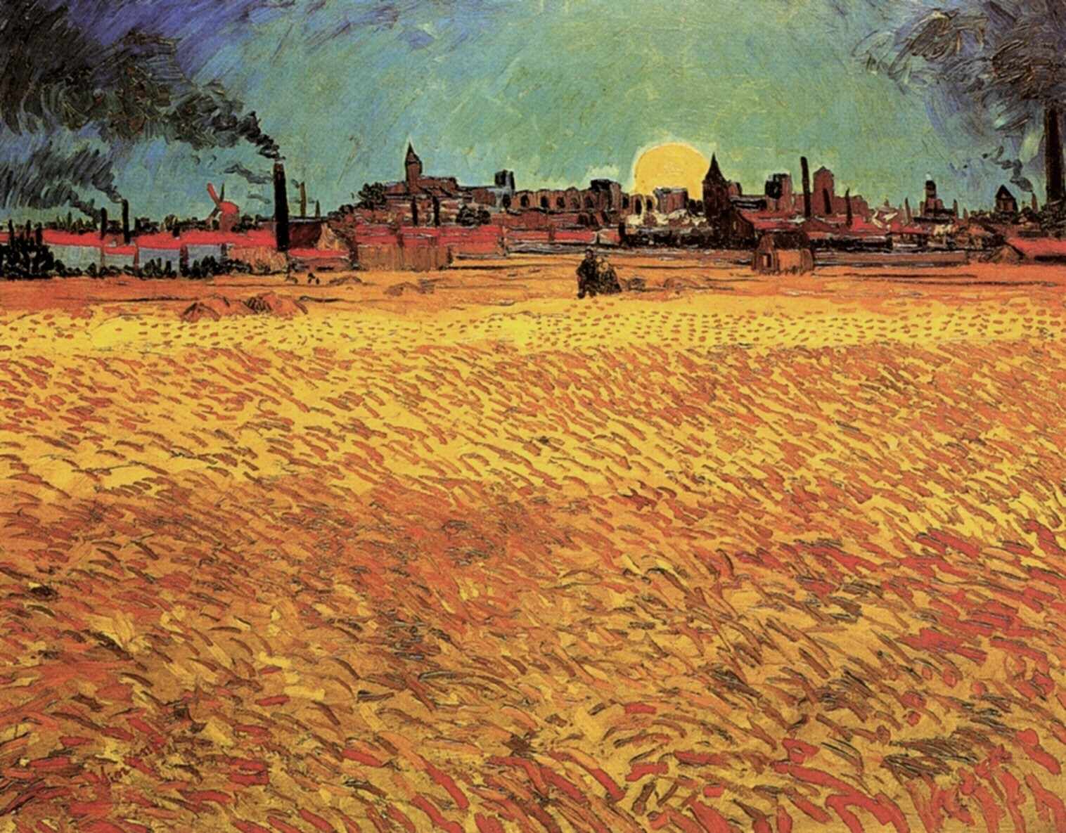 Sunset Wheat Fields Near Arles