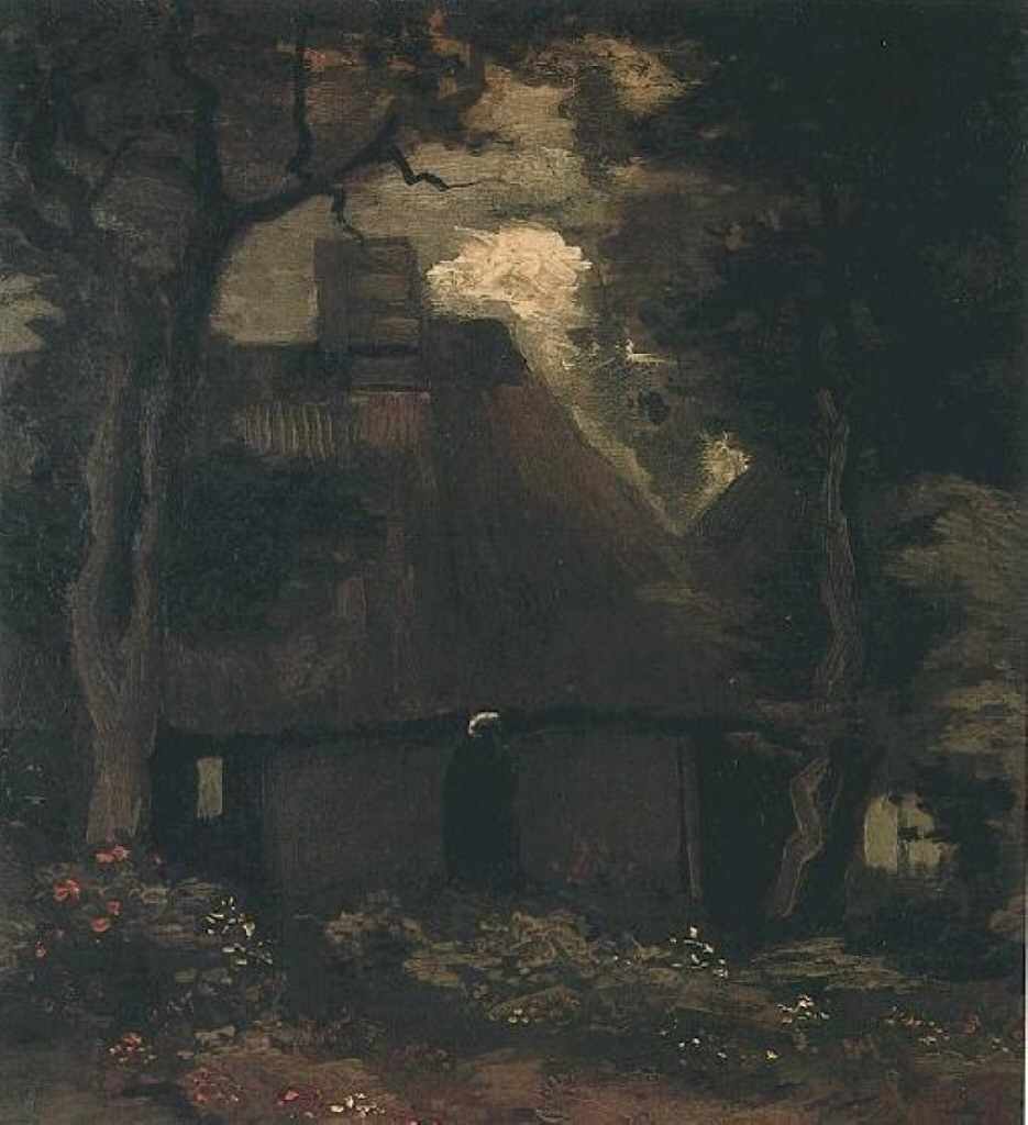 Cottage with Trees and Peasant Woman