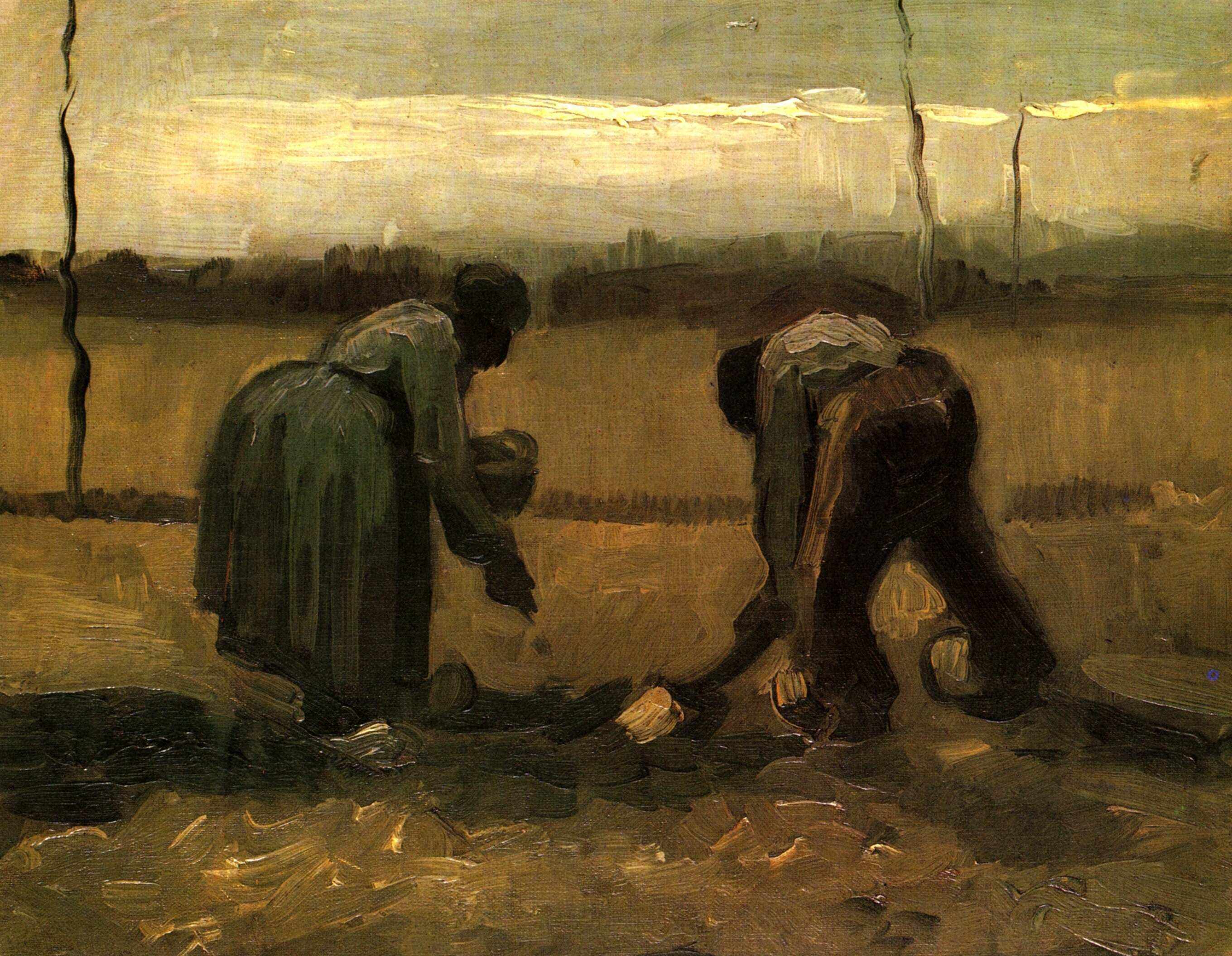 Peasant and Peasant Woman Planting Potatoes