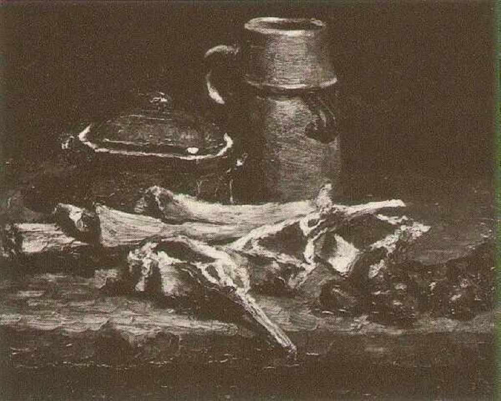 Still Life with Meat, Vegetables and Pottery