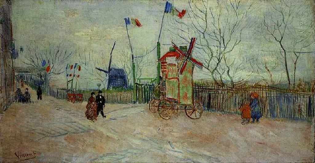 Street Scene in Montmartre Le Moulin a Poivre