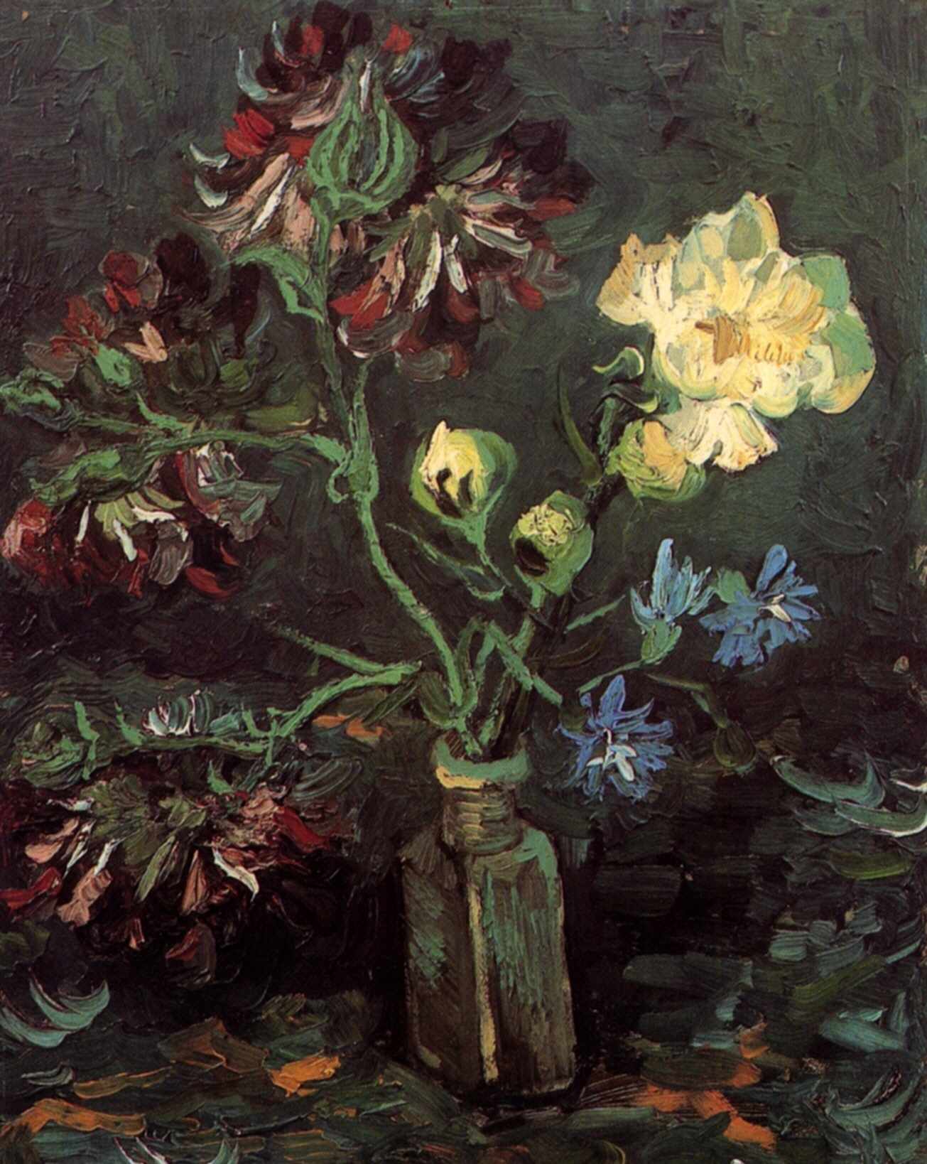Vase with Myosotis and Peonies