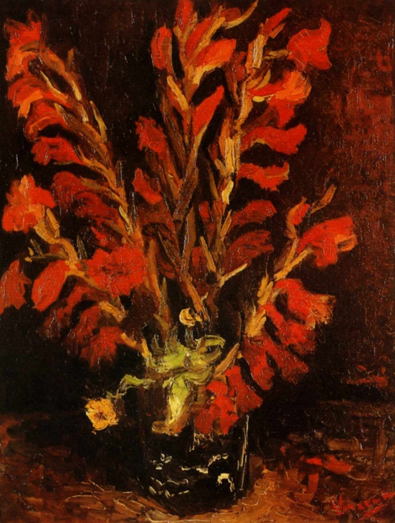 Vase with Red Gladioli 3