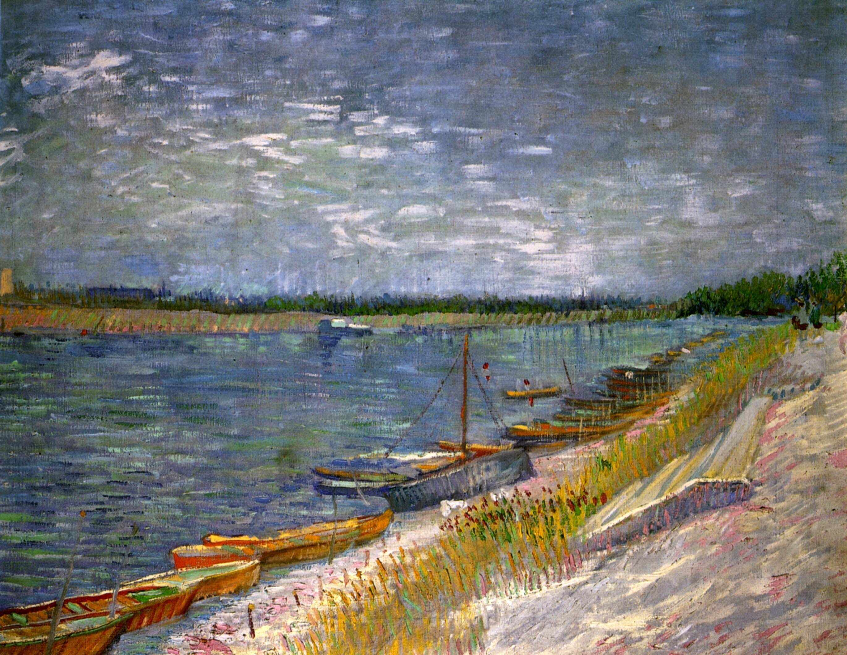 View of a River with Rowing Boats
