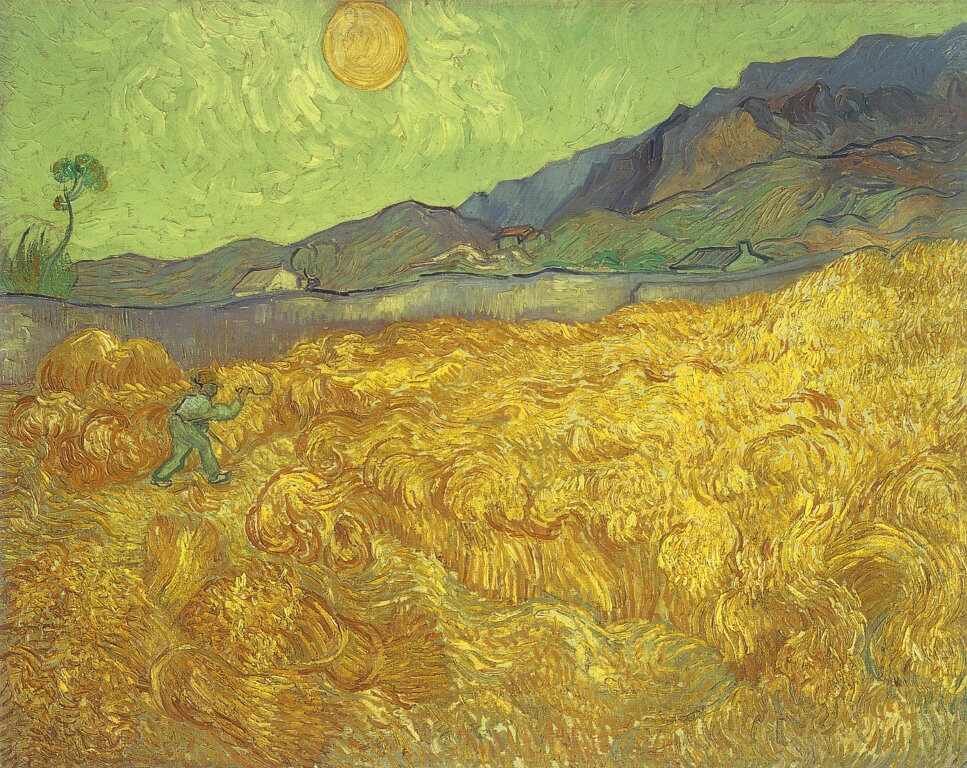 Wheat Field with Reaper and Sun